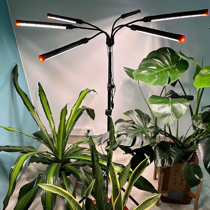 54 Watt Grow Lights for Indoor Plants with Stand Standing Tall Plant Light 48121620H Timer Full Spectrum Bonsai Tree Grow Light 24-64 Adjustable Tripod Stand Plant Growing Lamps