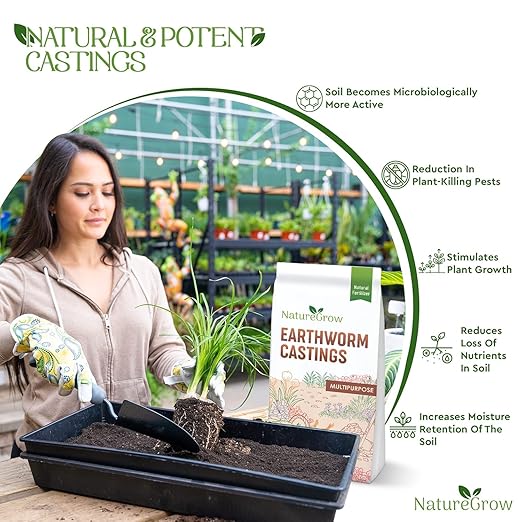 Earth Worm Castings 20LB - Organic Fertilizer Includes Humic Acid - Pure Worm Castings for Gardening