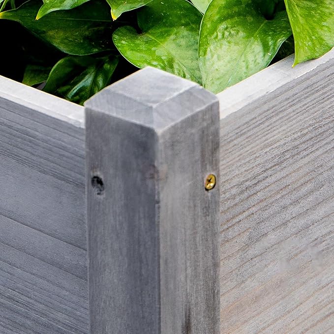 73x18x32 3Tier Elevated Garden Bed Wooden with Weather-Proof Coating Heavy-Duty ConstructionFreestanding Grey Full Assembly Durable Design