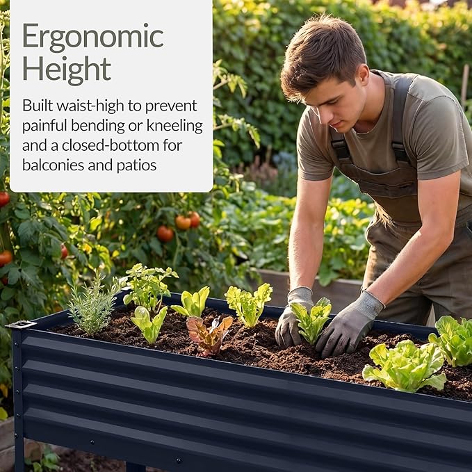 Best Choice Products 48x24x30in Galvanized Raised Garden Bed Metal Elevated Planter Box Vegetable Garden for Backyard Patio Balcony - Navy Blue