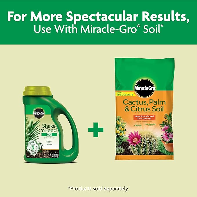 Miracle-Gro Shake 'N Feed Palm Plant Food For Container and In-Ground Plants Palm Trees Cycads and Tropical Plants 4.5 lbs.