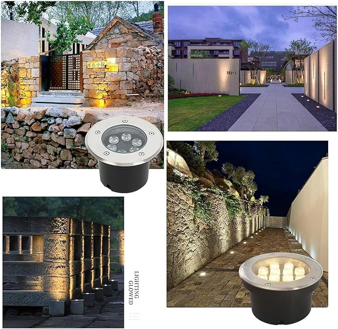 Ground LED Landscape Lamp - Outdoor Buried Lights IP67 IP67 Waterproof Embedded Landscape Garden Underground Light Outdoor LED Ground Spotlight for Driveway Deck Stai Step Garden Landscape(Yell