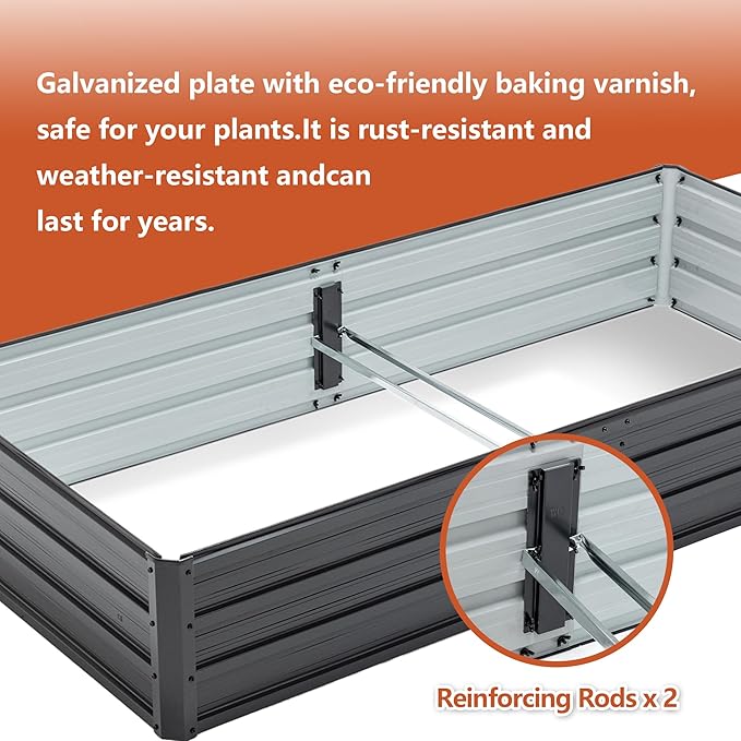 6x3 FT Extra Large Raised Garden Bed Professional Steel Planter Box for Vegetables &amp Crops - Reinforced Galvanized Metal Raised Beds Rustproof for In-Ground or Patio Growing