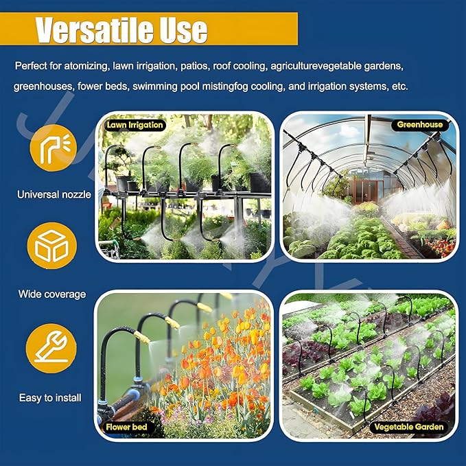 New Drip Irrigation System KitAutomatic Garden Watering Systemwith 360-degree Bending Dropper Atomizing Copper Nozzle and Smart Irrigation Controllerfor Garden Greenhouse20M/65.6FT+Controller
