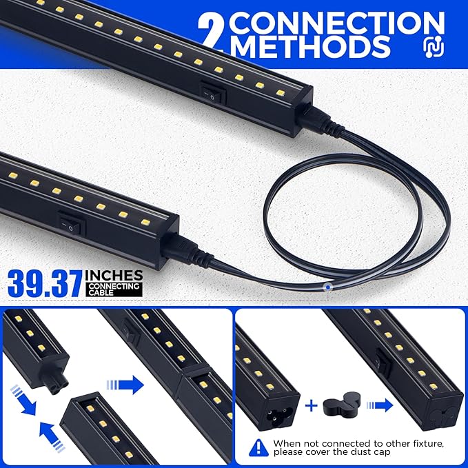 Barrina T5 Grow Lights for Indoor Plants 2FT 5000K Full Spectrum LED Grow Light with Black Cover T5 Grow Light Strip Under Cabinet Plant Light with Switch Cord Linkable Plug and Play 4 Packs