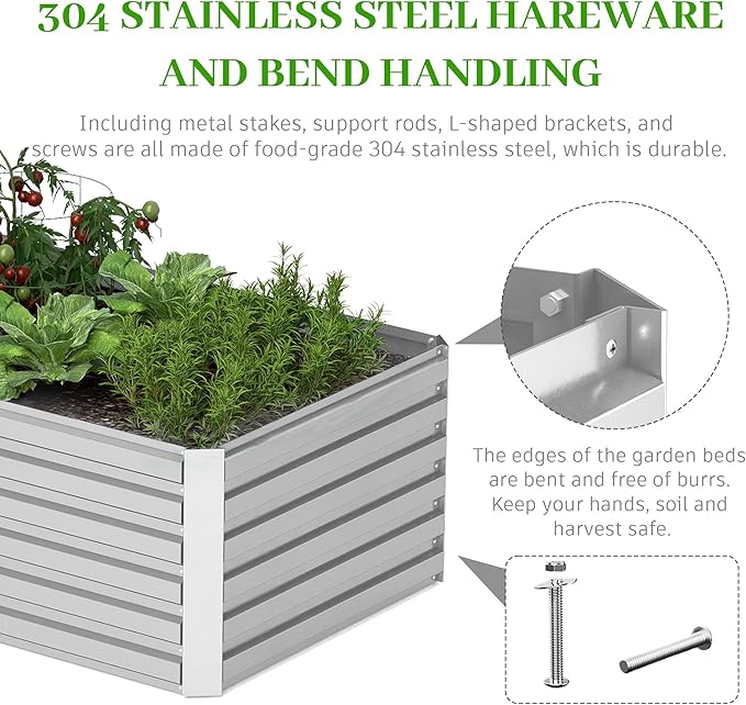 8x4x2 ft Outdoor Raised Garden Bed Large Metal Planter Raised Beds Planters for Outdoor Plants for Vegetables Flowers Herbs Fruits and Succulents.(2 Pcs)