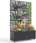 Metal Planter Box with Trellis 47X16X71 Raised Garden Bed w/Wheels Galvanized Metal Privacy Screen for Climbing Plants Vegetables Vines Patio Planters with Drainage Holes 16 Deep Bed