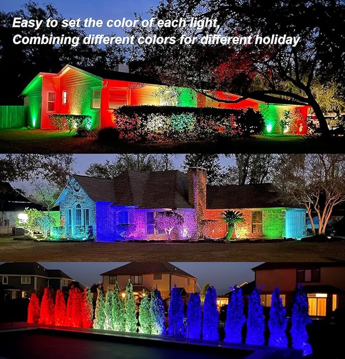 TOVEENEN 25W Color LED Outdoor Landscape Spotlight - Waterproof RGB Spot Lights for Yard Tree House Halloween Christmas Dual Mode 120V 25W