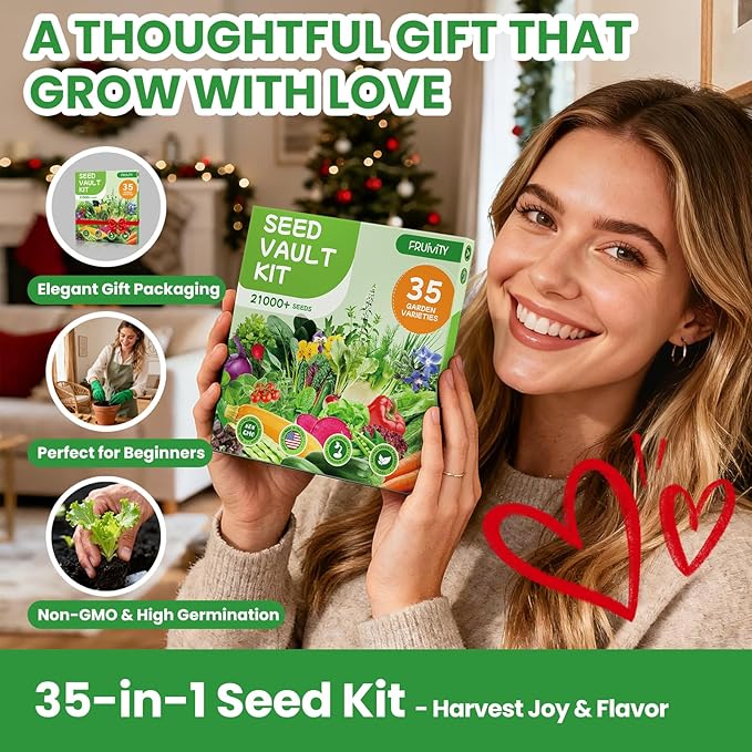 35 Heirloom Seeds Variety Pack - 21000+ Non-GMO Seeds for Planting Vegetables and Fruits Home Garden Seeds for Hydroponic Indoor and Outdoor Unique Garden Starter Set Gift for Mother Women...