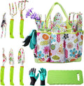 NAYE Garden Tool SetCute Gardening Gifts for WomenBirthday Gifts for MomHeavy Duty Tool Kit with GlovesGarden ToteKneeling PadHand PrunerTrowelHand RakeWeederForkTransplanterMulticolor