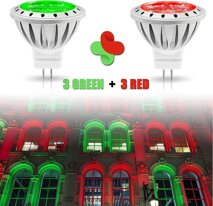 ALIDE Red Green MR11 GU4 Led BulbsReplace 10W 20W 35W Halogen12V 3W Red Green MR11 for Christmas Holiday Decoration Outdoor Landscape Lighting30 Deg6 Pack Mix