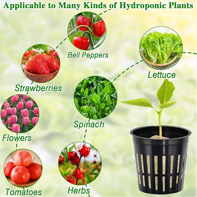 Halatool 24 x 2-Inch Rockwool Cubes &amp 24 x 3-Inch Net Cups - Hydroponics Starter Kit for Plants Cloning Seed Starting and Patio Gardening - Durable Effective Great Gift Option