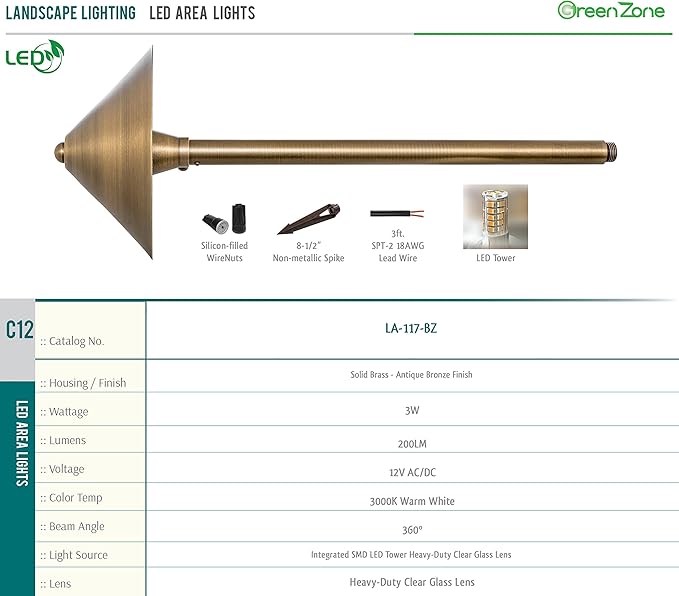 Westgate Lighting LED Landscape Lighting- Built-in Integrated LED Outdoor Light - Landscape Lighting- Integrated SMD LED Tower Clear Glass Lens (1 7-7/8 Diameter of Shade)