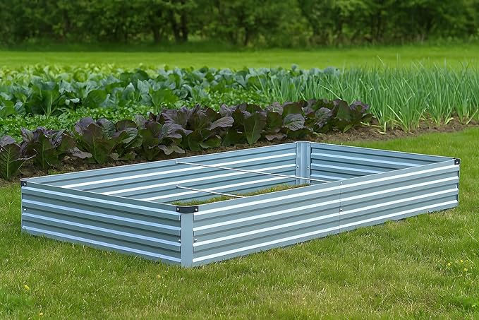 3 Pack 6x3x1FT Galvanized Raised Garden Beds Kit Outdoor Metal Gardening Planter Box for Vegetable Elevated Flower HerbsGray