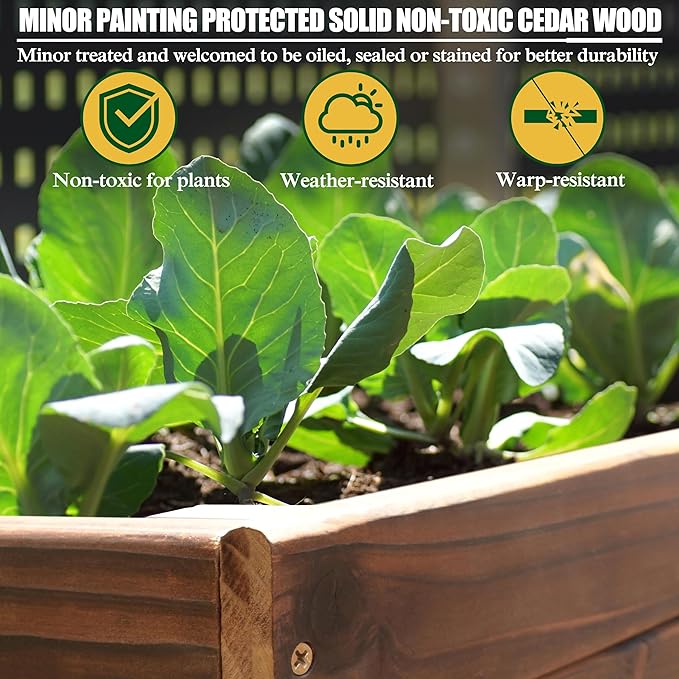 MUPATER 6x3x2FT Cedar Raised Garden Bed for Outdoor Raised Garden Bed wit 6 Legs 837lbs Large Elevated Garden Planter Box with Liner for HerbsVegetables Rustic