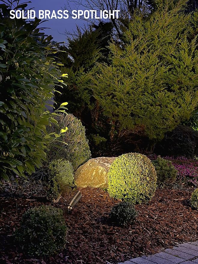LEONLITE Solid Cast Brass Landscape Spotlights Low Voltage Landscape Light 12V Directional Uplights for Tree House Work with MR16 Bulb (Bulbs Not Included) IP65 7.72 Tall Bronze Pack of 4