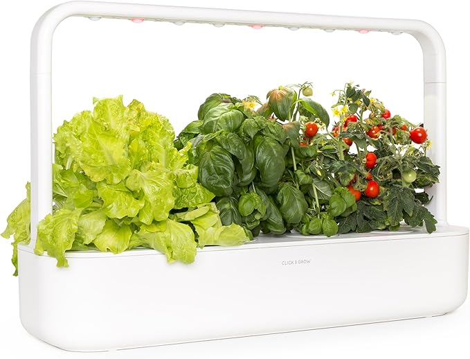 Click &amp Grow Indoor Herb Garden Kit with Grow Light | Easier Than Hydroponics Growing System | Smart Garden for Home Kitchen Windowsill | Vegetable &amp Herb Garden Starter Kit with 9 Plant pods