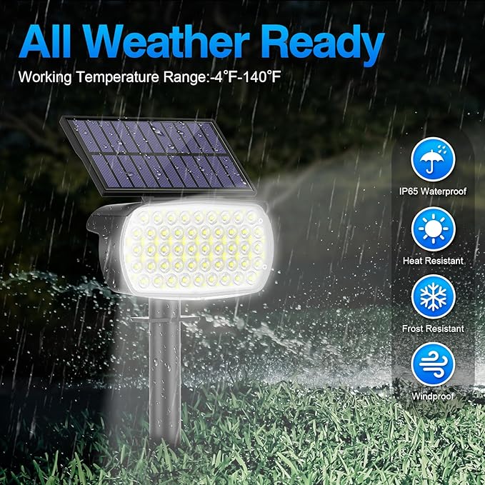 108 LED Solar Spot Lights Outdoor Solar Lights Outdoor IP65 Waterproof 3 Modes Solar Landscape Spotlights Large Solar Powered Panel Lights for Garden Yard Pathway(Cool White/4 Pack)