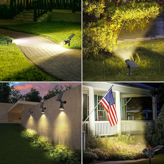 Bosceos 2-Pack Solar Lights Outdoor Waterproof 30LEDs Solar Spot Pathway Lights with 3 Modes Garden Light Auto ON/Off Landscape Lighting for Pool Tree Wall Driveway (Warm White)