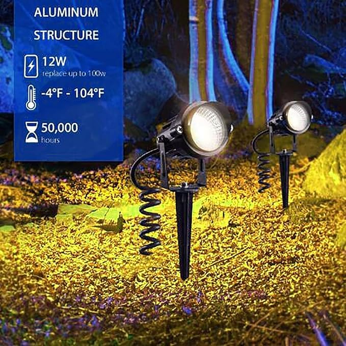 Outdoor Landscape Spotlight LED Outdoor floodlight Garden Landscape Light AC 220V recessed Spotlight Round LED Tree Light IP65 Waterproof Outdoor Lawn Light for Hotel Industry Yellow-7W