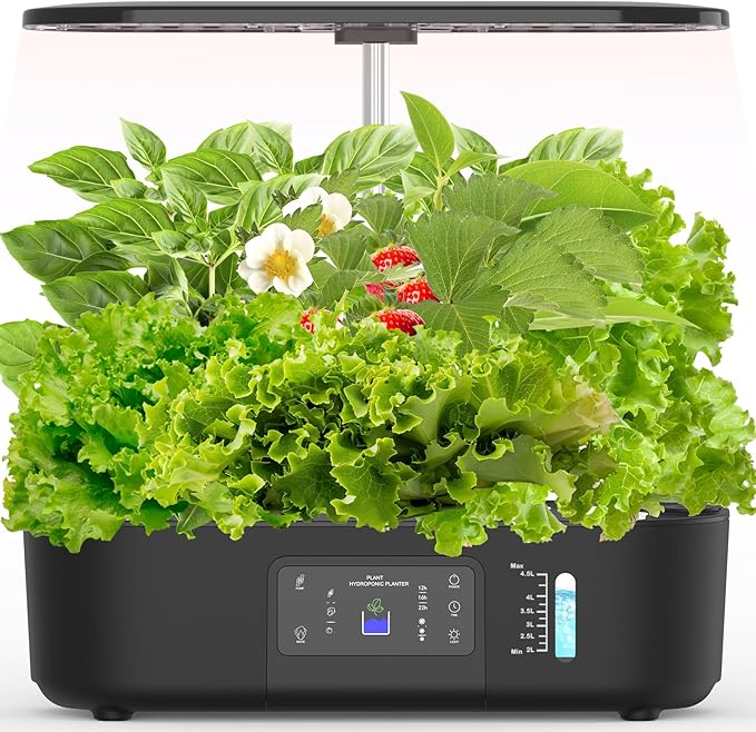 Hydroponics Growing System Kit13 Pods Smart Indoor Herbs GardenAdjustable LED Grow Lights with Pump Automatic Timer5L Water Tank for Beginner Gardener(Black)