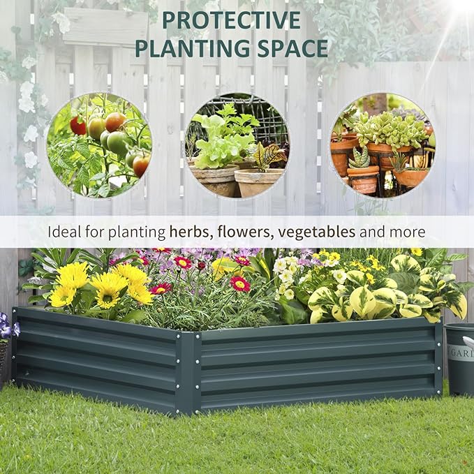 Galvanized Raised Garden Bed 4' x 4' x 1' Metal Planter Box