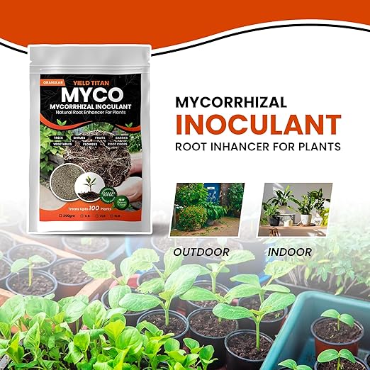 MYCO MYCORRHIZAL INOCULANT Root Enhancer for Bigger Stroger &amp Healthier Plants Roots - Organic Mycorrhizae Root Enhancer - Increases Nutrient Absorption &amp Crop Yields (1LB)