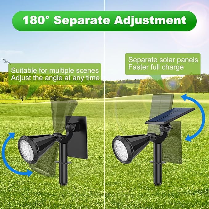 8 Pack Solar Spot Lights Outdoor Waterproof 180 Adjustable Solar Powered Landscape Lights for Yard Garden Pathway Porch Pool Wall 4 Lighting Modes Warm White