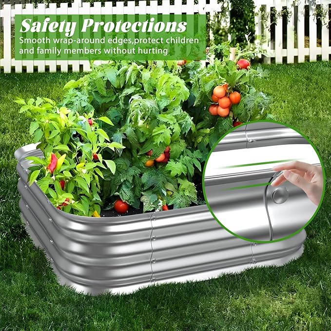 Galvanized Raised Garden Beds for Gardening - 23x23x11in Thickened Small Metal Planter Box Above Ground for VegetablesFlowers HerbOutdoor Garden Container Square