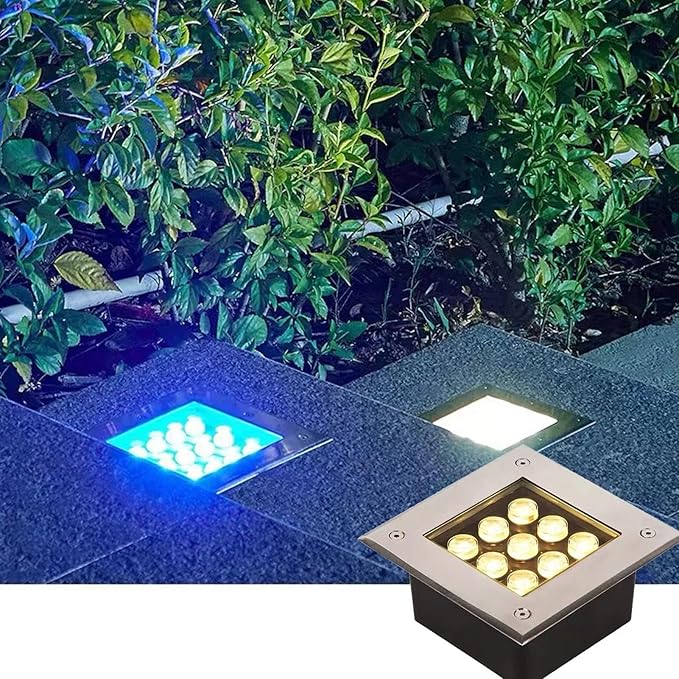 Square LED Spotlight - 12V Waterproof Inground Landscape Lights IP67 Outdoor Buried Lighting
