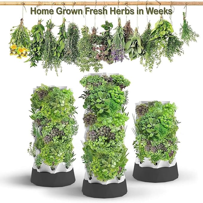 Hydroponics Growing System 48/64/80Pots Hydroponics TowerIndoor Plant Water Cycle - Garden Growing Systems Vertical Hydroponic Pineapple Aeroponic Tower (Color:Size:48Pots)