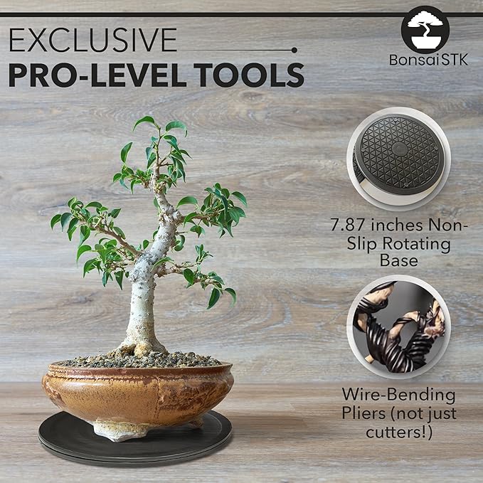 Bonsai Toolkit - Mini Garden Tools Bonsai Wire Kit Repotting Mat for Indoor Plants Bonsai Tools Succulent Tools Bonsai Tree Kit Tools for Beginners Bonsai Turntable Transplanting Tool