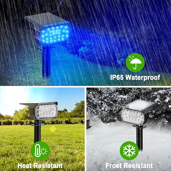 Color Changing Solar Spot Lights Outdoor 8 Pack&amp Solar Spot Lights Outdoor 8 Pack 57 LED Cool White