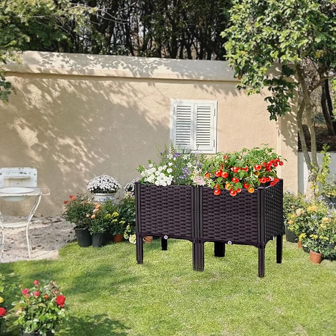 Raised Garden Bed with Legs Large Planter Box Raised Garden Beds Outdoor Rectangular Elevated Planter Box for Gardening Vegetables Flowers Fruits and Plants 31.5(L) x 15.7(W) x 20.4(H)
