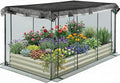8X4x1Ft Raised Garden Bed with Cover Galvanized Oval Planter Garden Box Plant Protection Net &amp Shade Cloth Outdoor Metal Planter Box with Greenhouse Zipper Open Base Design for Vegetables Flow