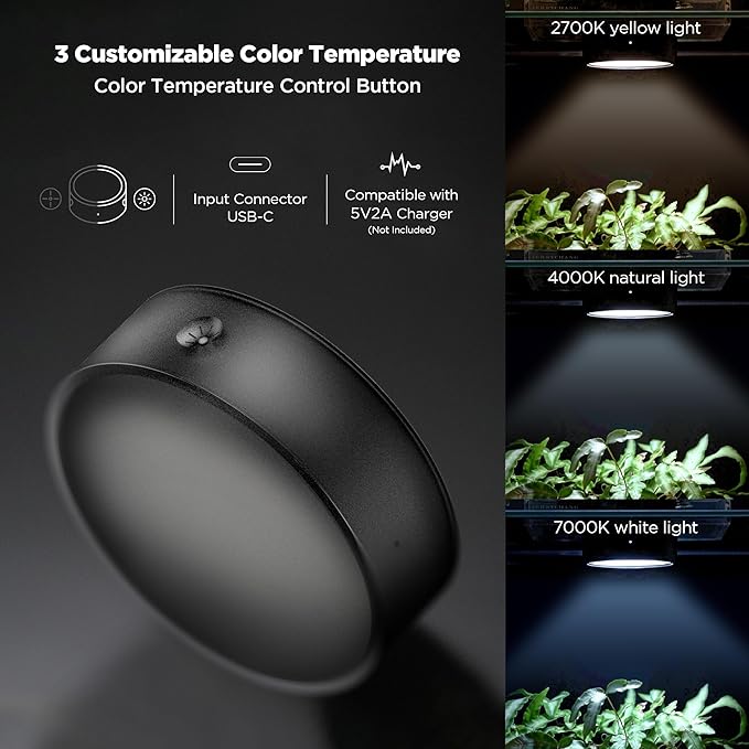 ONF Mist O Desktop Planted Lighting LED Light for Indoor Plants Brightness Dimmable Full Spectrum Grow Light Room Decoration Terrarium Light for Potted Plant and Succulent Matt Black