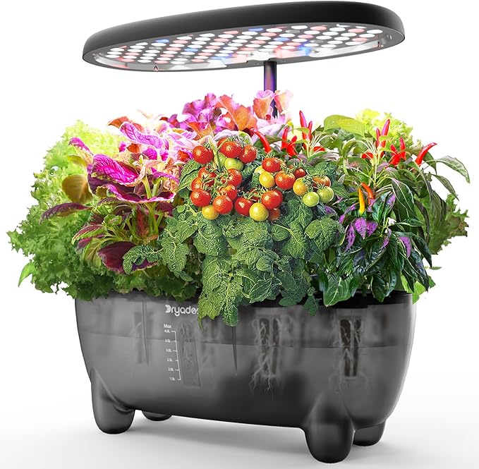12-Pod Indoor Herb Garden Hydroponics Growing System Kit with LED Grow Light Indoor Gardening System for Herbs Vegetables Lettuce on Countertop (Seeds NOT Included)