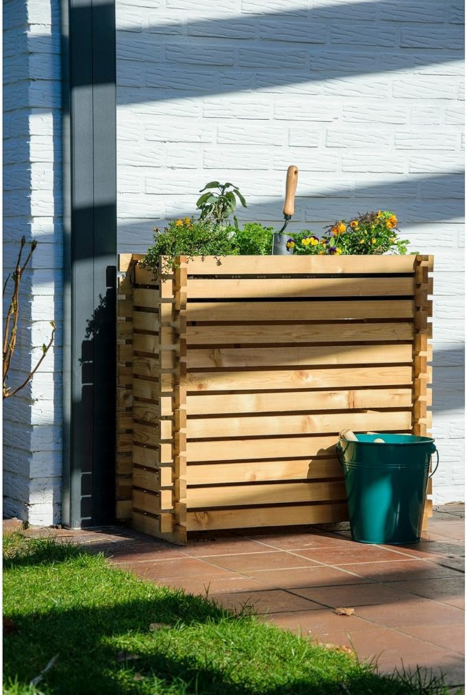 Raised bed with plug-in system planter with plant film 79 x 39 x 79 cm larch natural Wood Plastic L