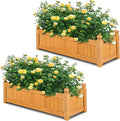 2 Pcs Wooden Raised Garden Bed 43.5 L x 16 W x 14 H Outdoor Planter Box with Drainage Holes Rectangular Garden Bed for Flowers Herbs Vegetables Fruits Backyard Patio Balcony