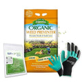 MYGP Organic Weed Preventer 25 lb – Natural Lawn Fertilizer &amp Weed Control – Corn Gluten Meal Granules – Includes Gardening Claw Gloves &amp Soil pH Test Strips – Covers 1250 sq ft