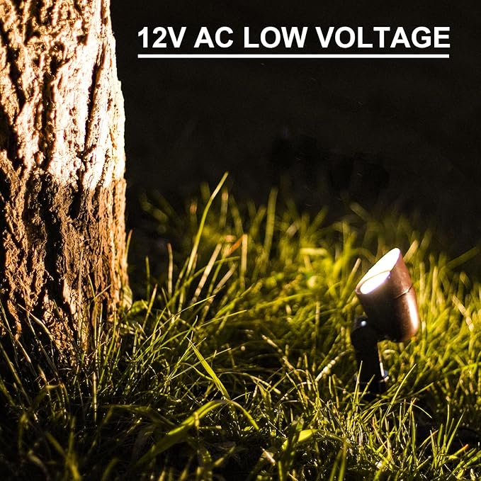 GOODSMANN Low Voltage Landscape Lighting Floodlight &amp Spotlight 3W LED 3600K Warm White 8PK Kit 12V AC Outdoor Tree Lights Outside Hardwired Lighting Up Light with Metal Stake Cable Connectors