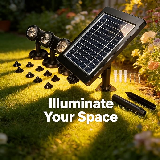 Solar Spotlight ABS Adjustable Waterproof Lighting IP68 Warm White Light for Courtyard Decoration - Solar Charging Durable ABS Material Versatile Outdoor Use