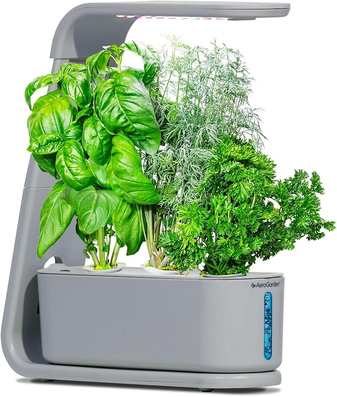 AeroGarden Sprout with Gourmet Herb Seed Pod Kit - Indoor Garden with LED Grow Light Cool Gray