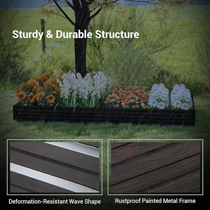 HAPPYGRILL Raised Garden Bed 8x4 x1 ft Galvanized Metal Planter Raised Bed for Vegetable Fruit Herb Flower Outdoor Planter Box with Open-Ended Base for Patio Lawn