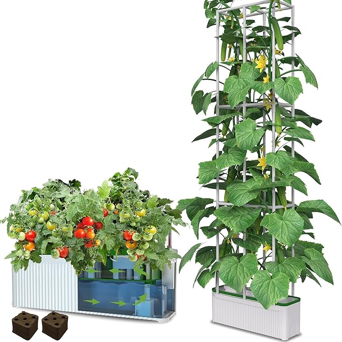 Smart Hydroponic Growing System Kit Safe and Durable Indoor Gardening System Suitable for Growing Tomatoes Melons Vegetables Cabbage Peppers Herbs Flowers and Other Plants (7L)