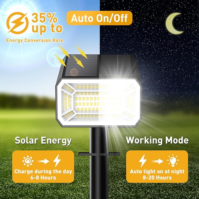 Solar Spot Lights Outdoor Waterproof IP65 [12 Pack/100 LED/4 Modes] 2-in-1 Solar Landscape Spotlights Auto On/Off High Lumens Spot Lights for Outside Yard Garden Pathway(Cool White)