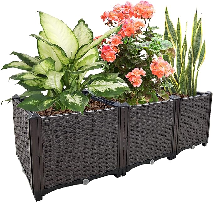 Raised Garden Bed Large Planters for Outdoor Plants Rectangular Elevated Planter Boxes Patio Balcony Deck for Planting Flowers Vegetables Tomatoes and Herbs