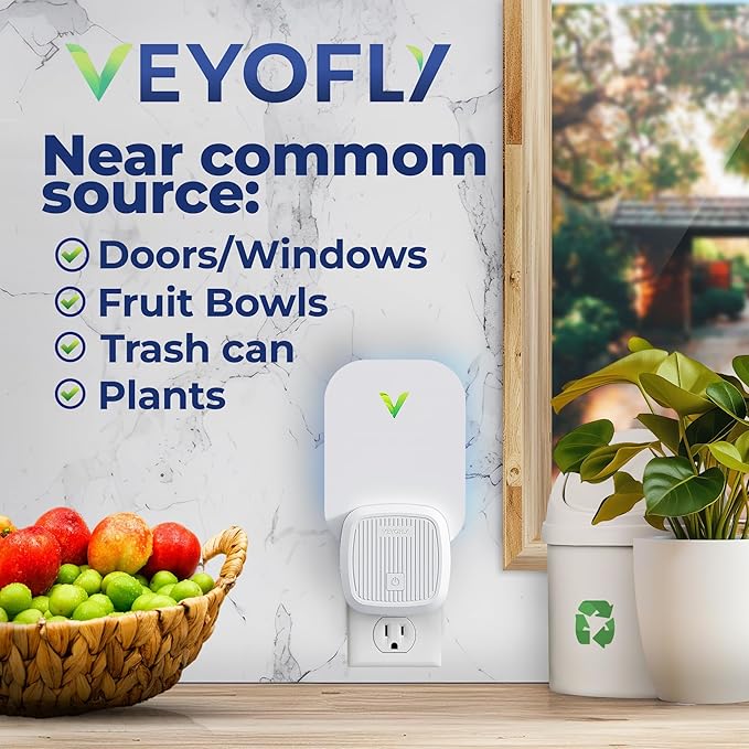 VEYOFLY Fly Trap Indoor Fruit Fly Traps for Indoors (4 Device + 8 Refills) Gnat Traps for House Indoor Fly Catcher Indoor Plug in Light Flying Insect Trap Bug Light Killer Fly Trap