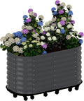 CABIHOME Galvanized Raised Garden Bed with Wheels &amp Water Reservoir Portable Rolling Elevated Raised Garden Bed for Outdoor &amp Indoor Self-Watering Planter Box for Vegetables &amp Herbs Gra