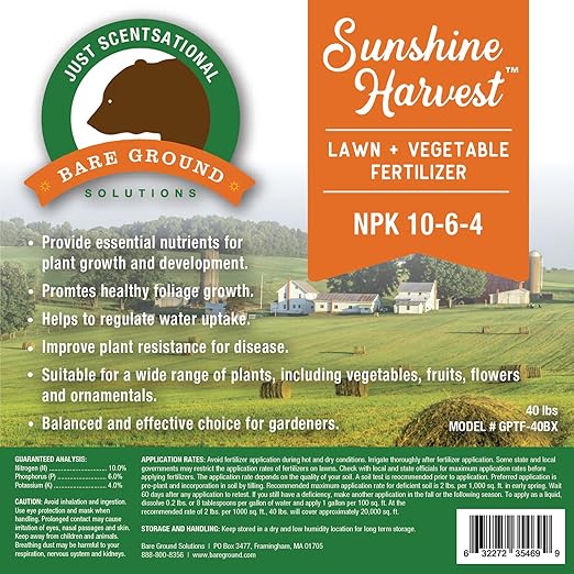 Just Scentsational Lawn &amp Vegetable Fertilizer NPK 10-6-4 40lb Box